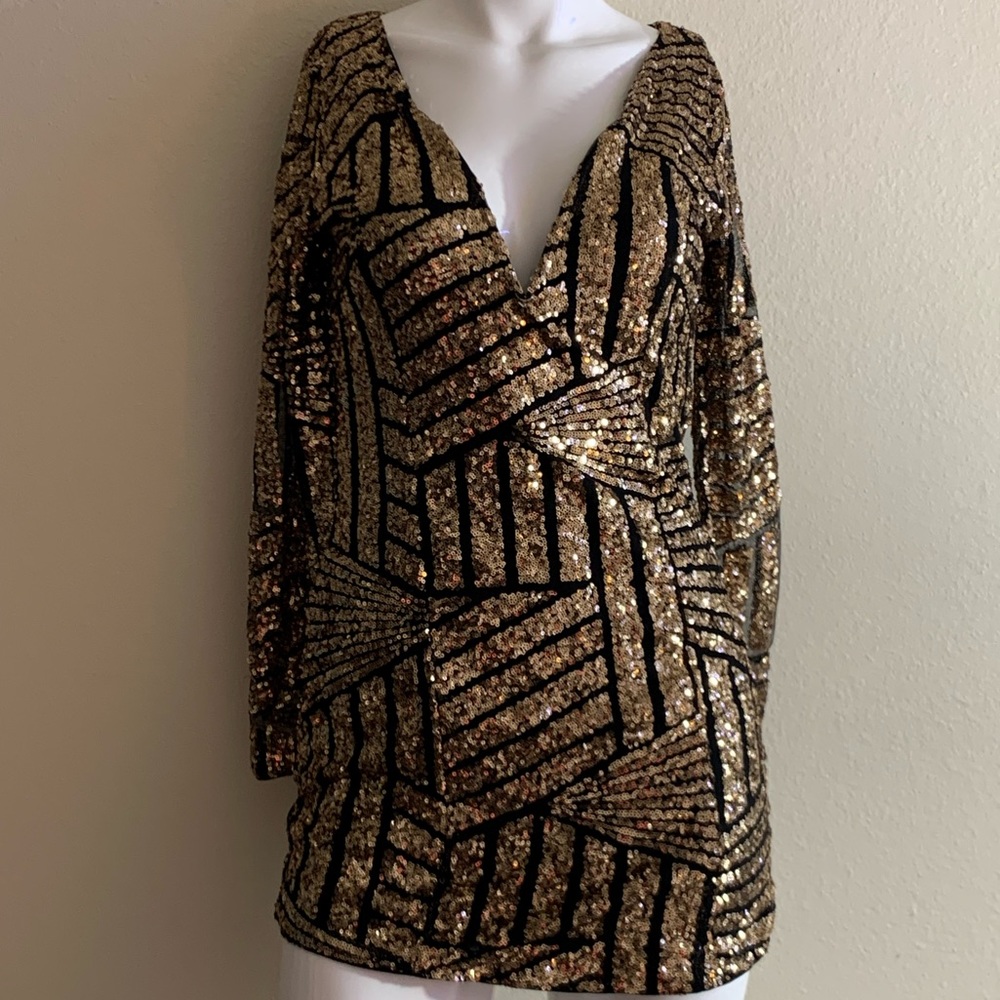 Long sleeve sequin dress
